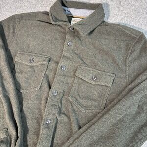 Grove & Hollow Shirt Jacket Mens Medium Green Fleece Button Up Workwear Cozy Fit